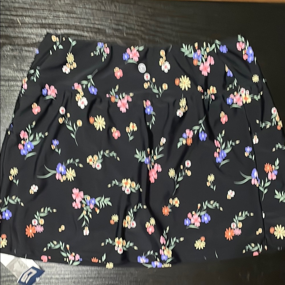 Pink and Blue Pleated Skater Mini Skirt